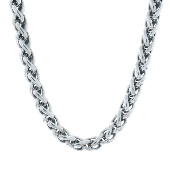 David Yurman 6mm Wheat Chain Necklace 17 1/4" Sterling Silver 925 Yellow Gold14k - Picture 1 of 5